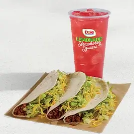 A 3 Soft Tacos Combo featuring three soft tacos, nacho chips, and a drink.