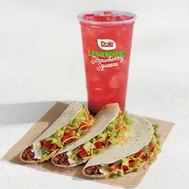 A 3 Soft Tacos Supreme® Combo featuring three soft tacos with Supreme toppings, nacho chips, and a drink.