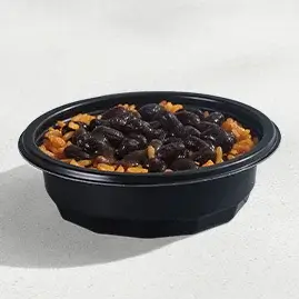  A bowl of black beans and rice.