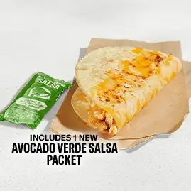 A Cantina Chicken Crispy Taco filled with crispy chicken, lettuce, cheese, and creamy sauce.