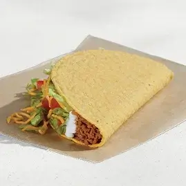 A Crunchy Taco Supreme® with seasoned beef, lettuce, tomatoes, sour cream, and cheddar in a crispy shell.