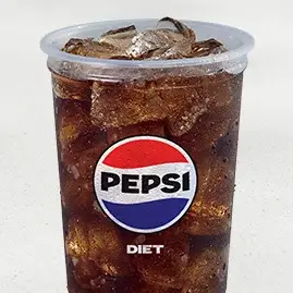A chilled glass of Diet Pepsi® with ice cubes.