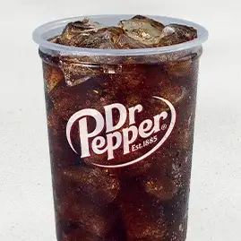 A cup of Dr Pepper® from Taco Bell, highlighting its bold 23-flavor blend, which goes perfectly with any meal.