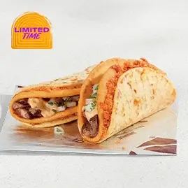 Steak Cheesy Street Chalupas with crispy tortillas, tender steak, melted cheese, and fresh toppings.